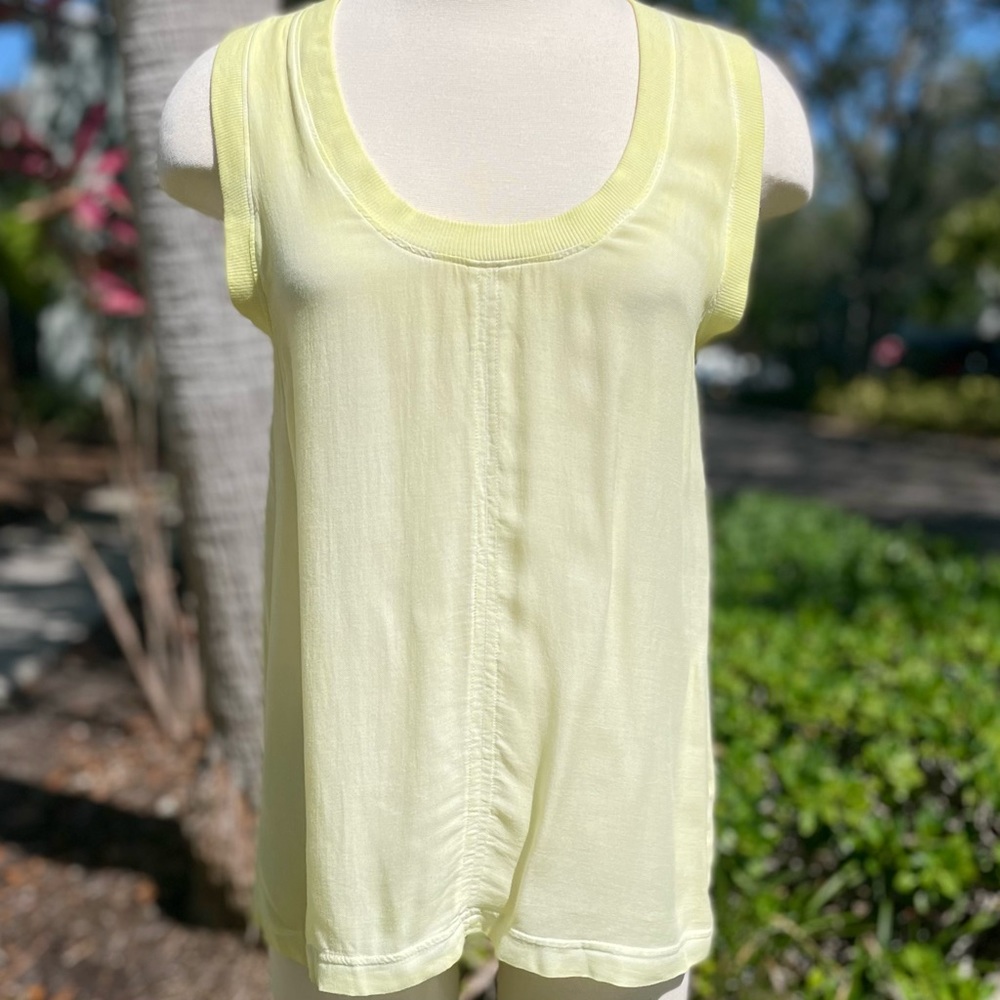 Anthropologie Cloth And Stone Yellow Tank Top Size S Semi Sheer Trend Bohemian